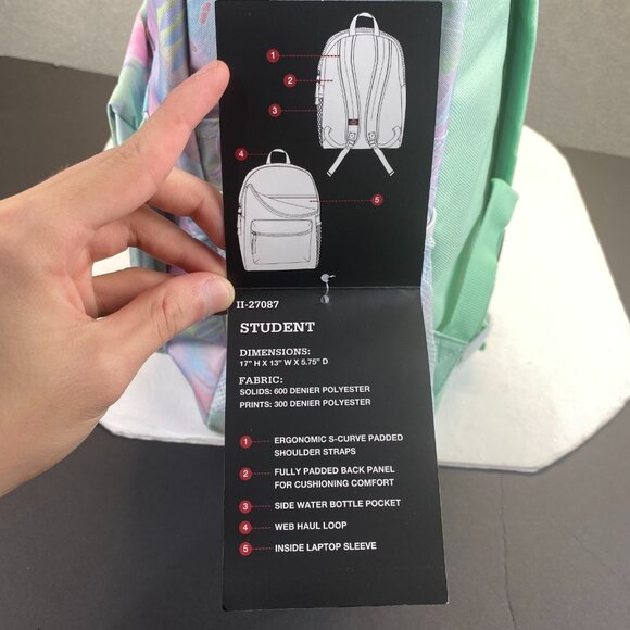 Dickies Student Tropical Backpack (Pastel Tropical)Laptop Sleeve,Ergonomic,NEW - Picture 7 of 16